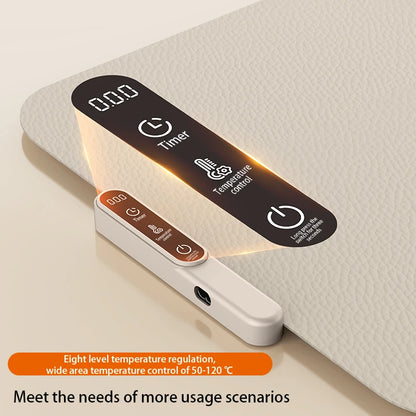 TINSOL Food Warmer Pad Foldable Silicone Heating Pad Portable Meal Cart Insulation Pad 8-Level Temperature Adjustment